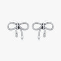 1 Paar Rhodium beschichtete 925 Sterlingsilber 925 Sterlingsilber Ohrringe Schleifen-Knoten Ohrstecker | Shop Nory
