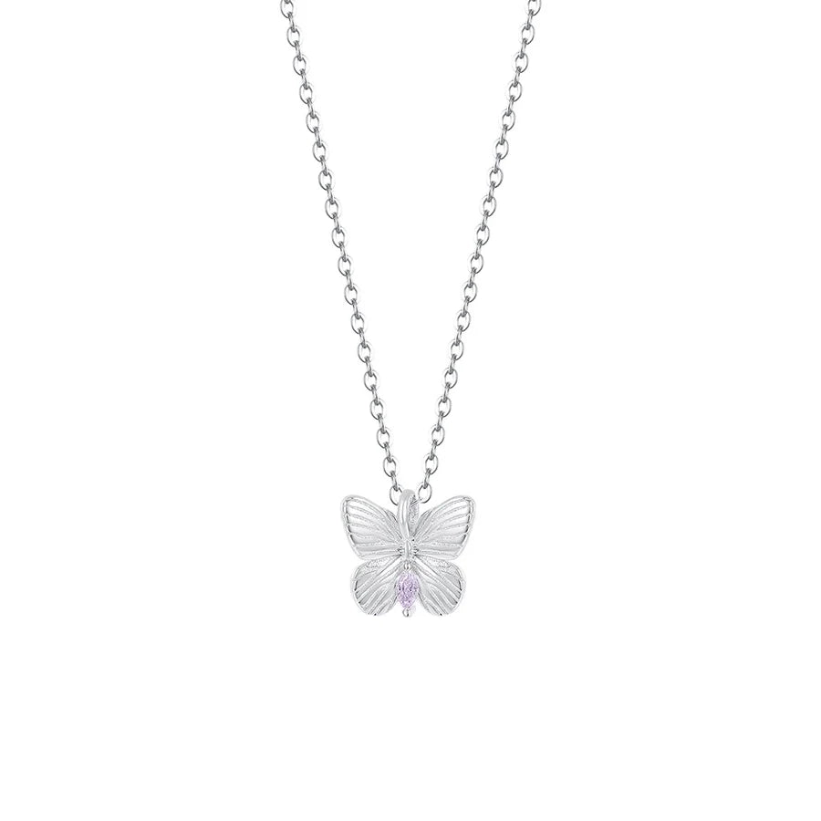 925 Sterling Silber Zirkon Kabelkette Plattierung Schmetterling Anhänger Halskette | Shop Nory
