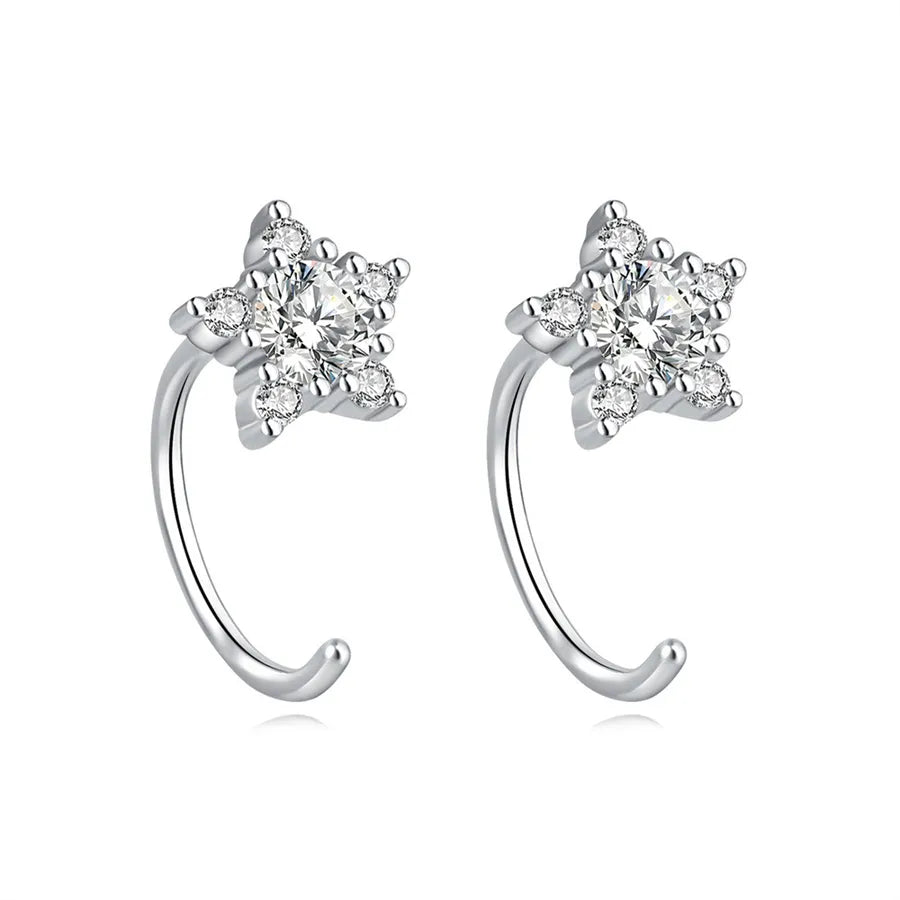 1 Paar 925 Sterling Silber Zirkon 925 Sterling Silber Ohrringe Stern Mond Herzform Ohrstecker | Shop Nory
