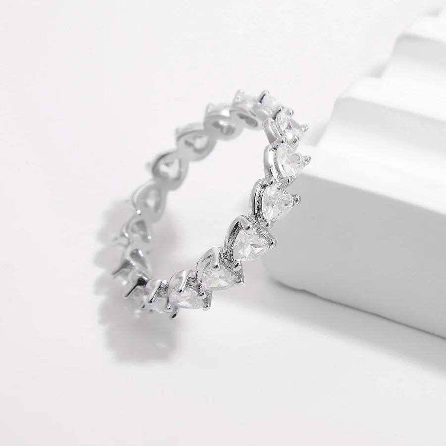 Weißgold plattiert 925 Sterling Silber Zirkon quadratische Herzform Ringe 925 Sterling Silber Ringe | Shop Nory