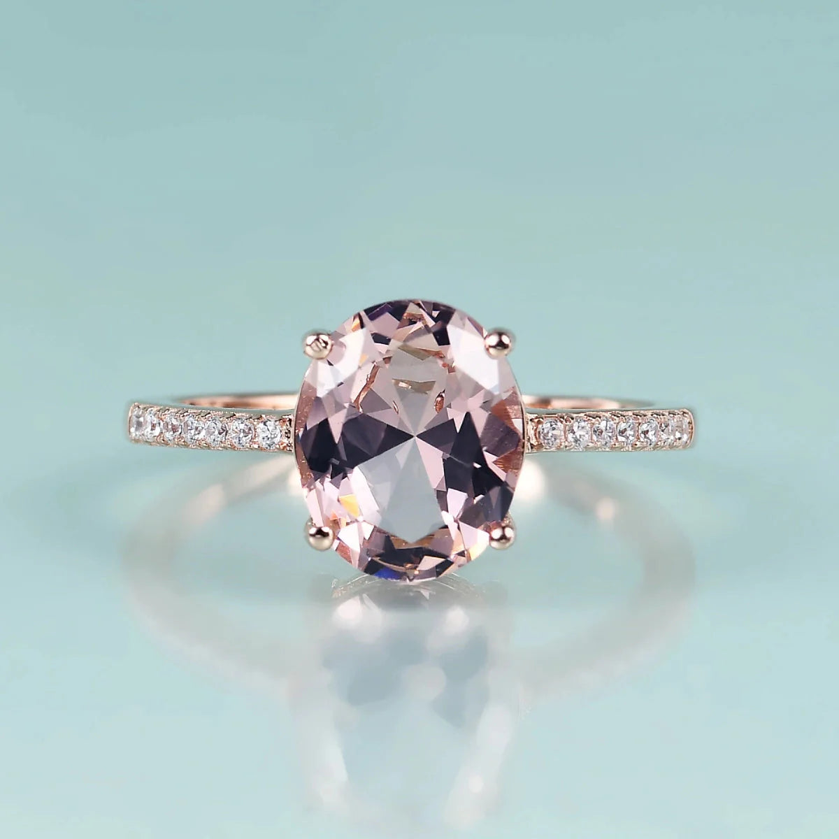 Pink Morganit-Ring Roségold ovaler Schliff | Shop Nory