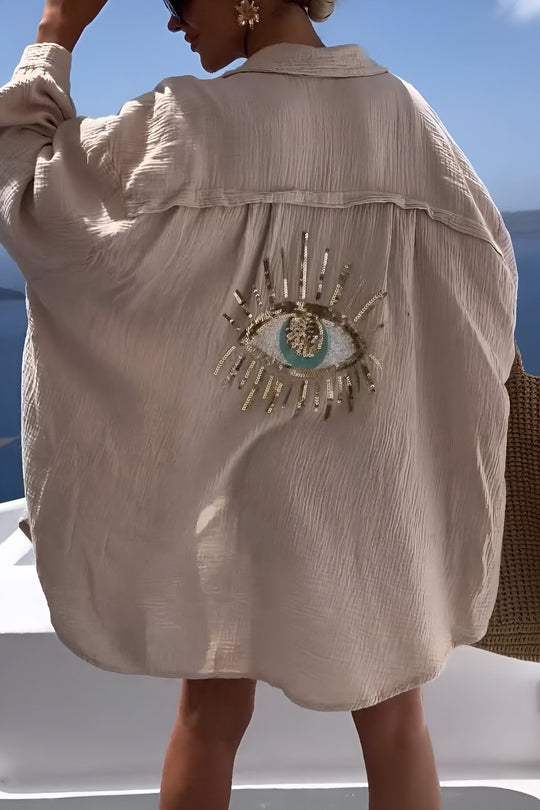 Evil Eye Perlen-Polo Button Down