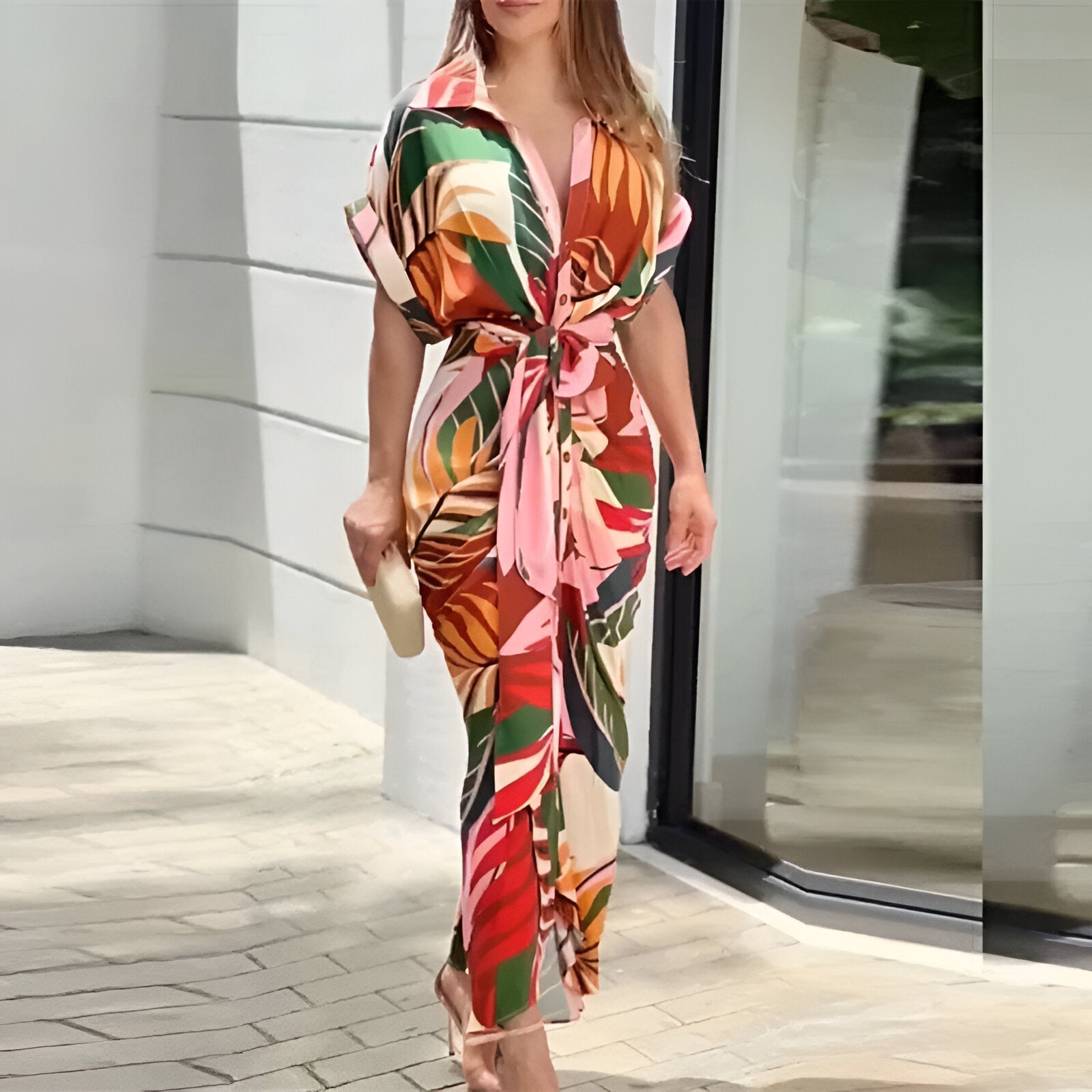 Midikleid mit Bindegürtel