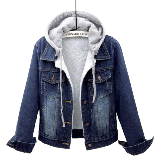 Shopnory | Plus Size Kapuzen-Denimjacke - Stilvoll & Bequem