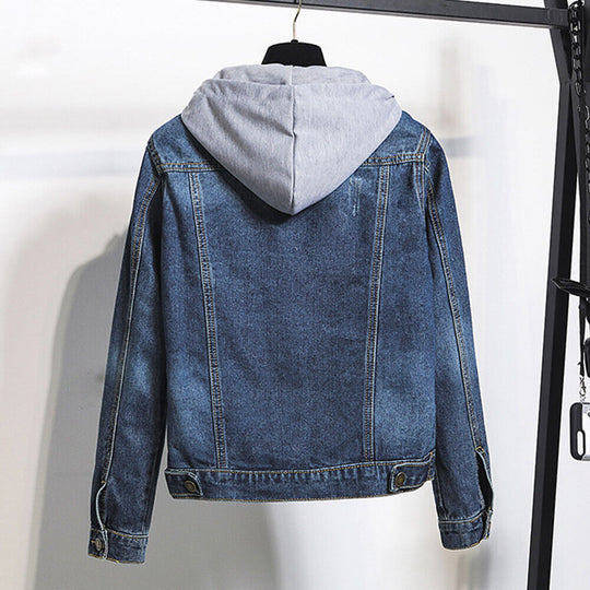 Shopnory | Plus Size Kapuzen-Denimjacke - Stilvoll & Bequem