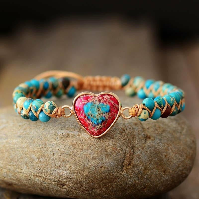 Handgemachtes Naturstein-Herz Armband | Shop Nory