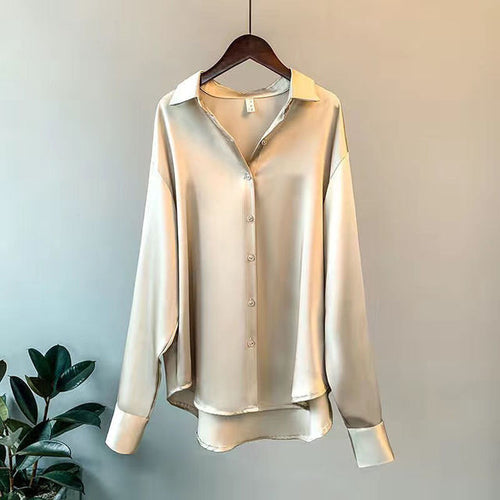 Damen Satin Bluse