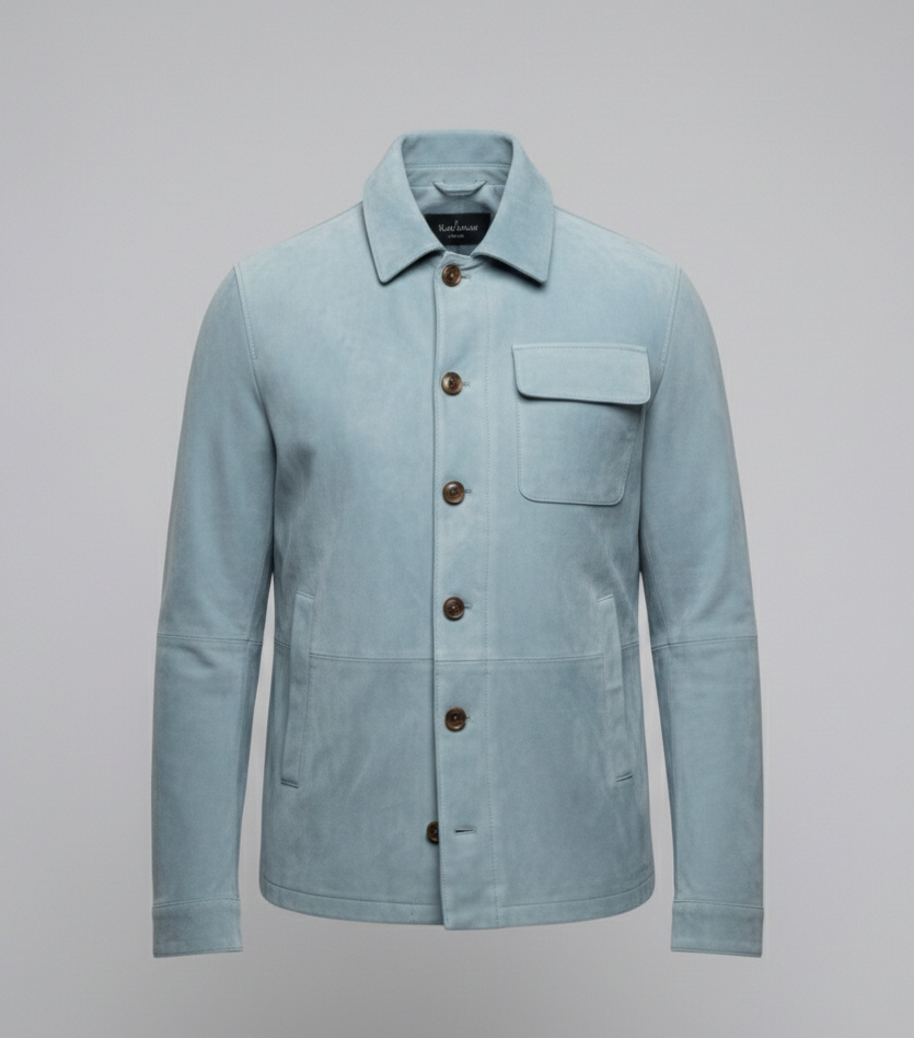 Herren lässige Wildlederjacke mit praktischem Kragen
