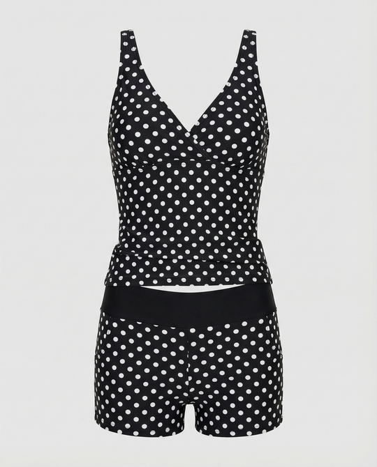 Figurschmeichelnder Damen-Tankini, Tankini-Oberteil & Modische Shorts