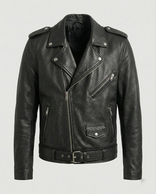 Herren Biker-Lederjacke mit Taschen