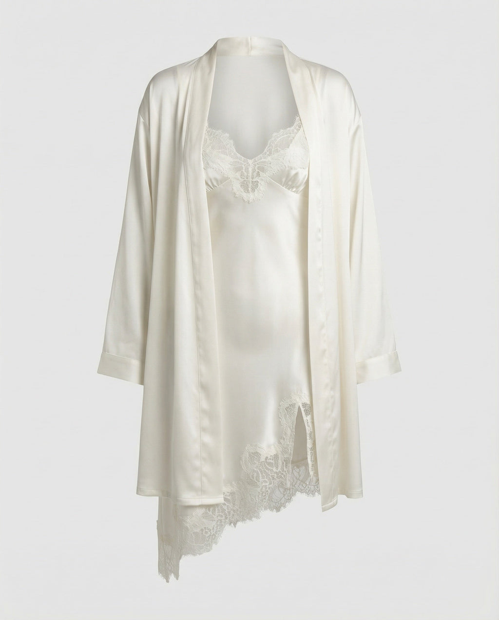 Damen Satin Set Spitze