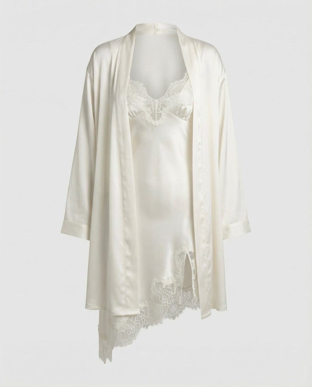 Damen Satin Set Spitze