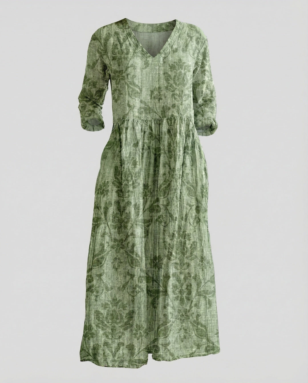 Damen Boho Maxikleid Sommer Leinenoptik