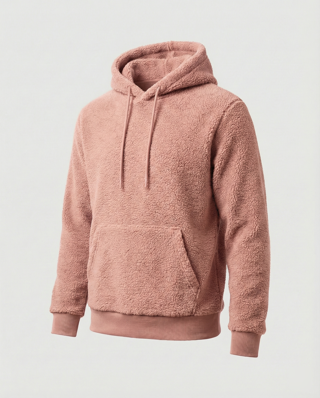 Herren Kuscheliger Teddy-Pullover mit Kapuze und elastischem Bund