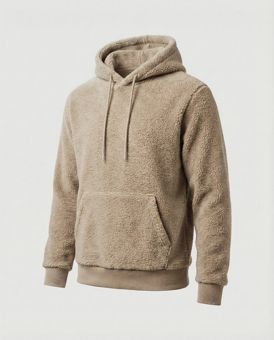 Herren Kuscheliger Teddy-Pullover mit Kapuze und elastischem Bund