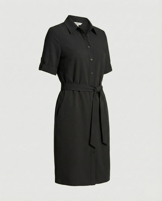 Knielanges Hemdblusenkleid Mit Taschen Damen