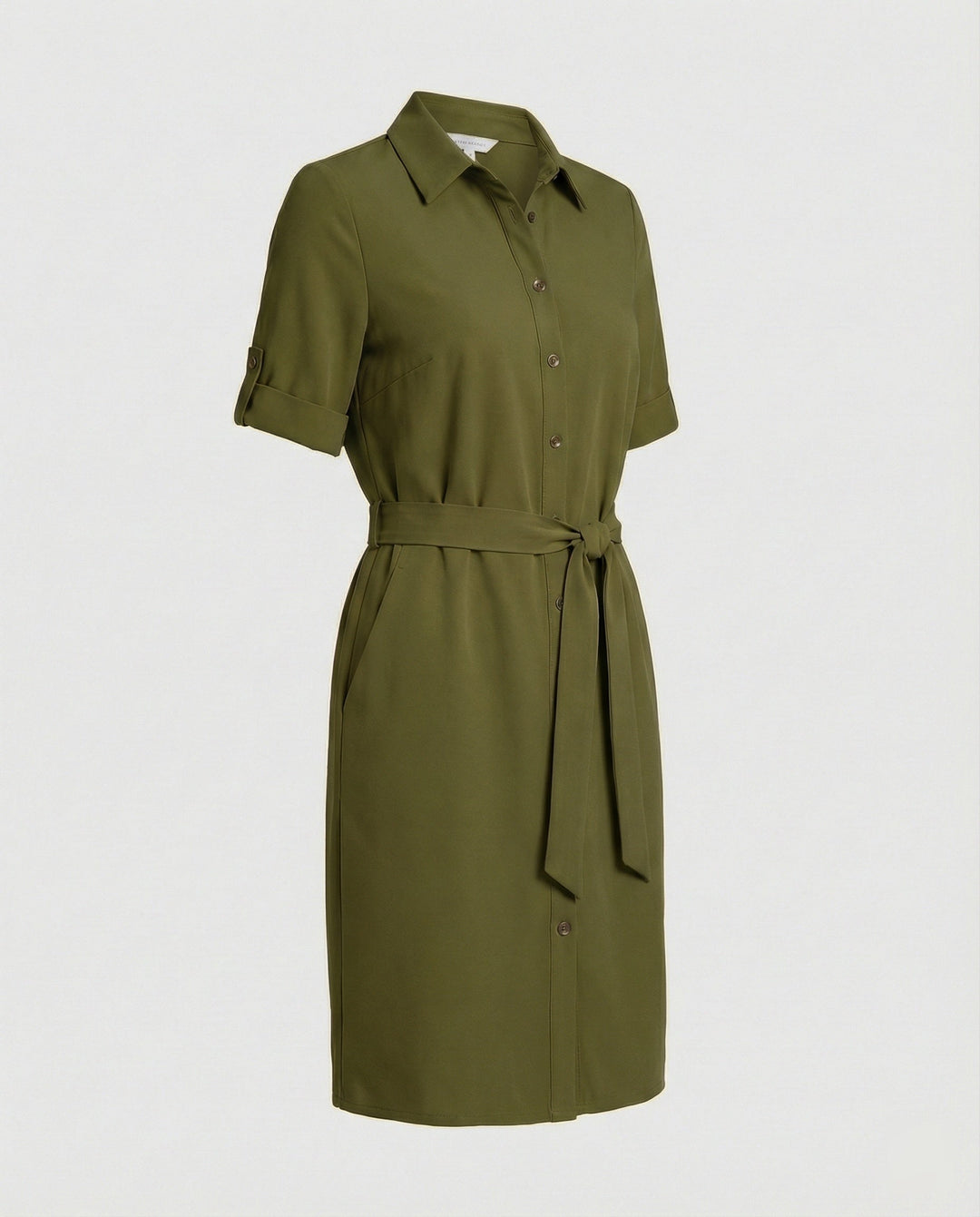 Knielanges Hemdblusenkleid Mit Taschen Damen