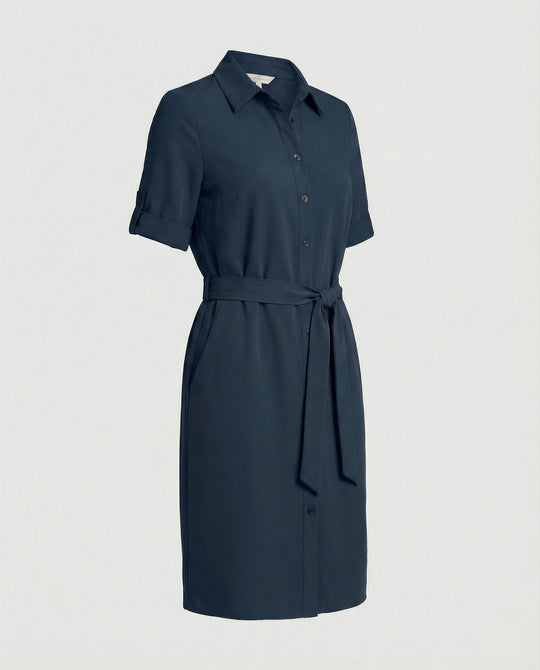 Knielanges Hemdblusenkleid Mit Taschen Damen