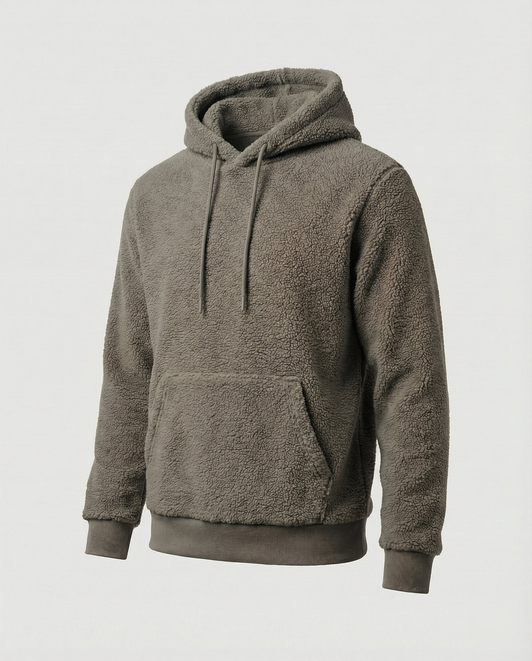 Herren Kuscheliger Teddy-Pullover mit Kapuze und elastischem Bund