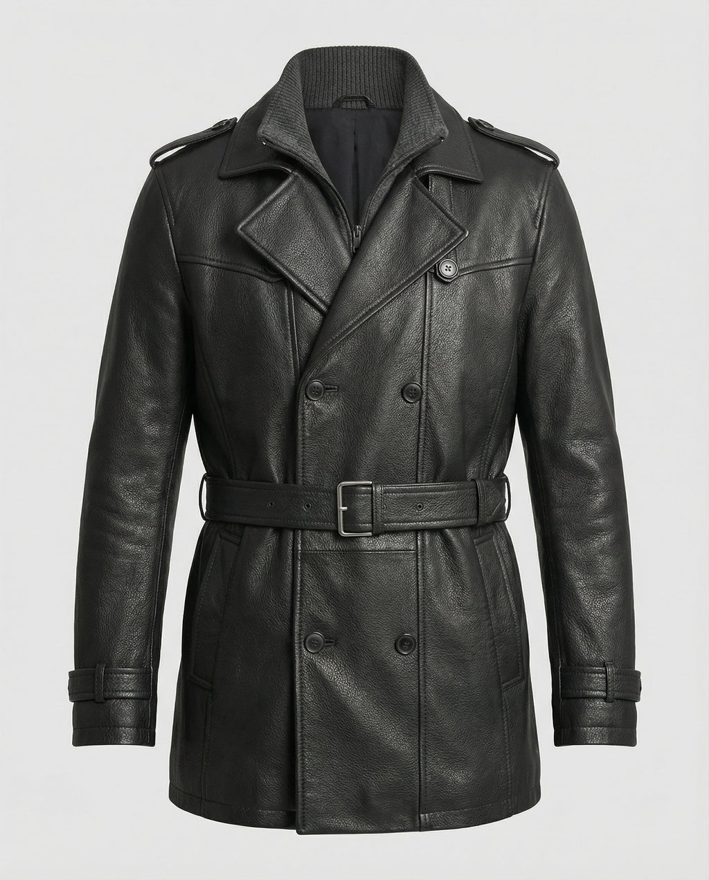 Doppelreihiger Leder-Trenchcoat Herren
