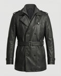 Doppelreihiger Leder-Trenchcoat Herren