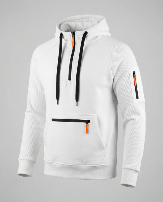 Herren sportlicher Hoodie mit praktischen Reißverschlusstaschen und verstellbarem Kapuzenzug
