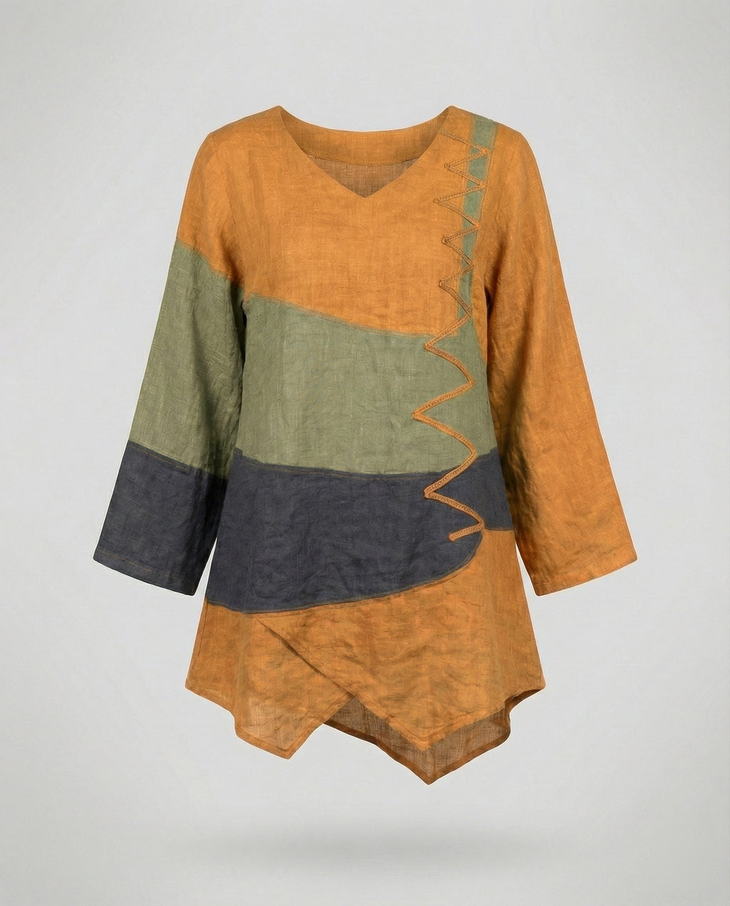 Modisch Dreifarbige Damenbluse