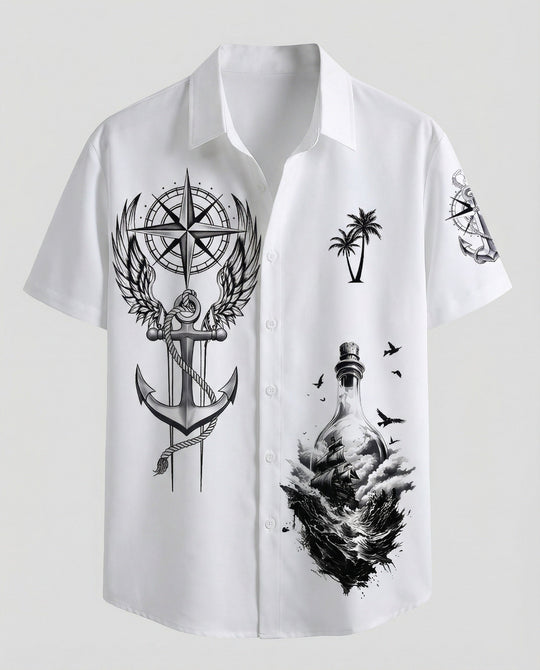 Herren Kurzarmhemd Hawaii Viskose