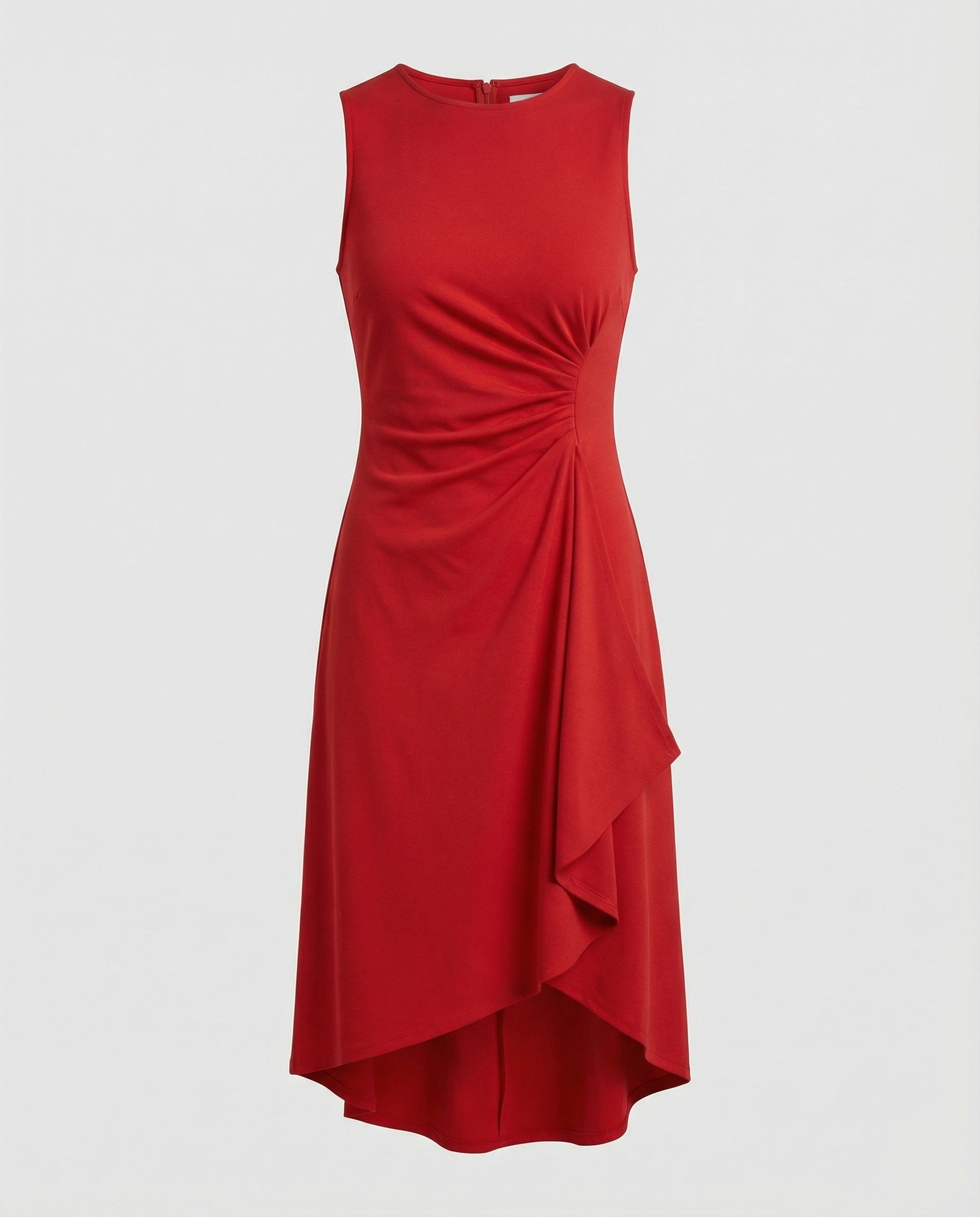 Damen ärmelloses Wickelkleid mit asymmetrischem Saum und Raffungen