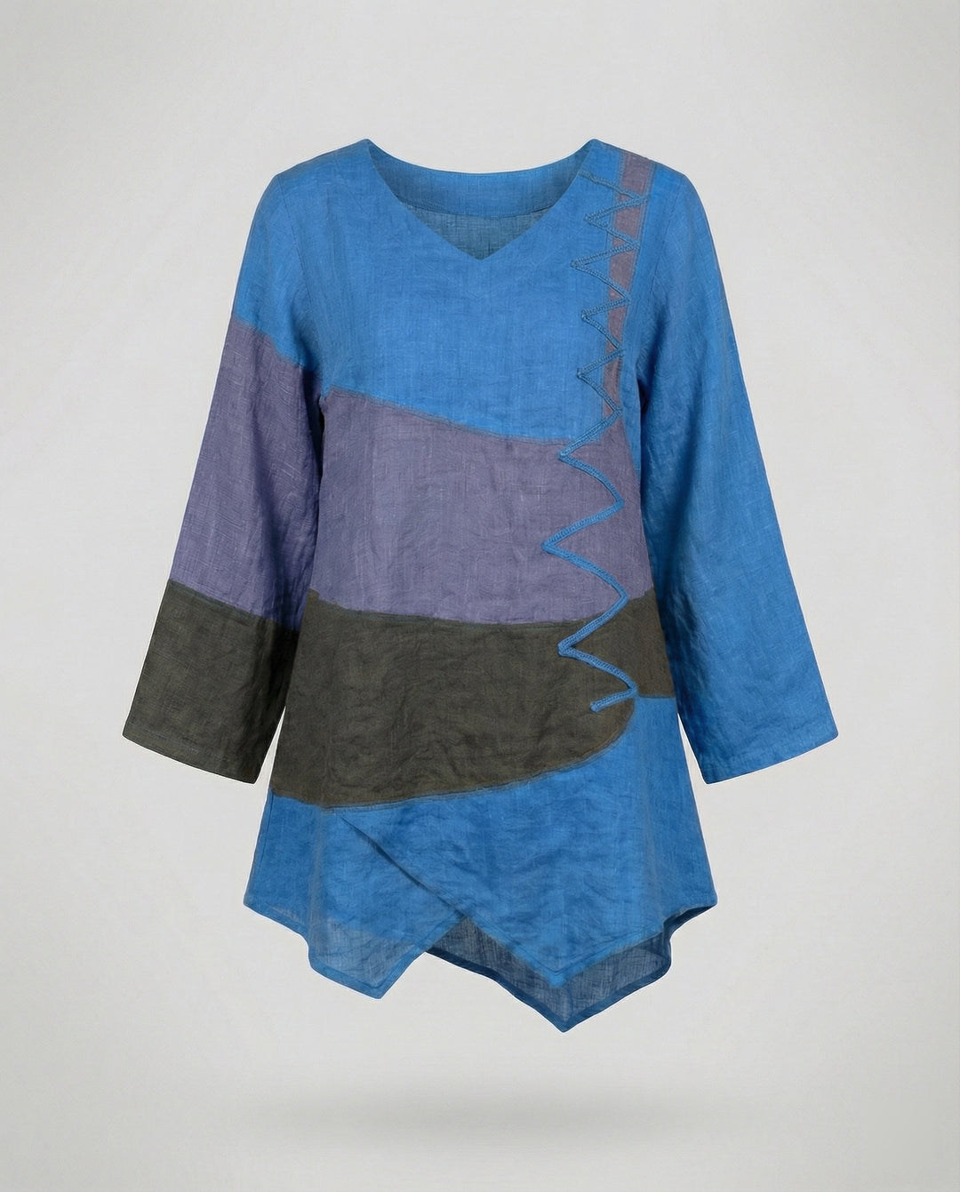 Modisch Dreifarbige Damenbluse