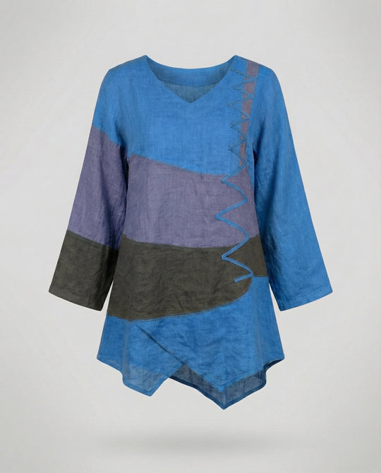 Modisch Dreifarbige Damenbluse