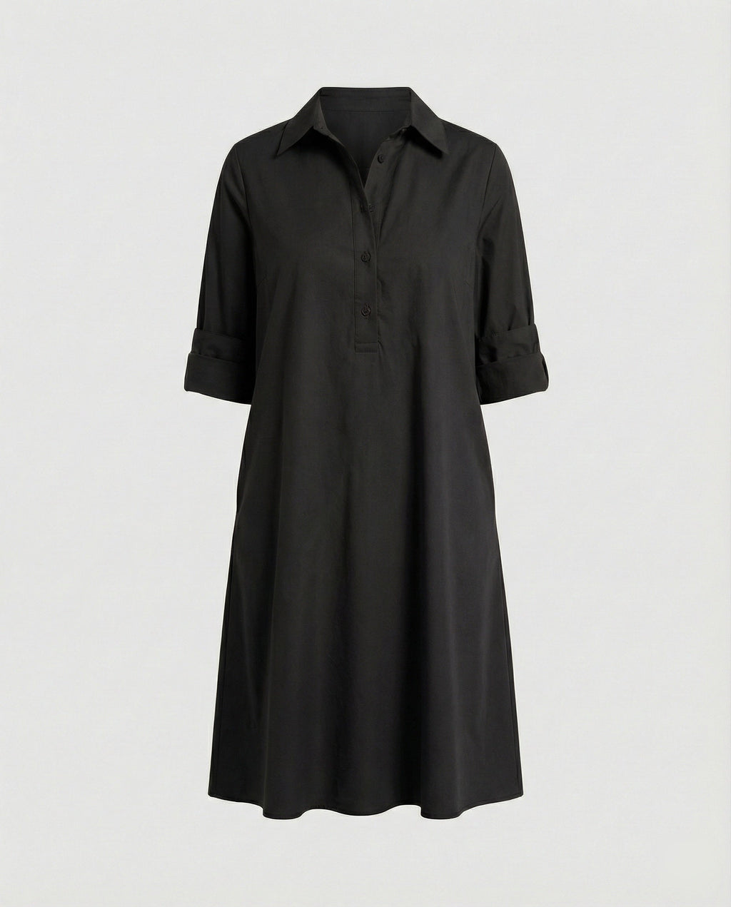 Hemdblusenkleid mit Umlegekragen & Dreiviertelärmel