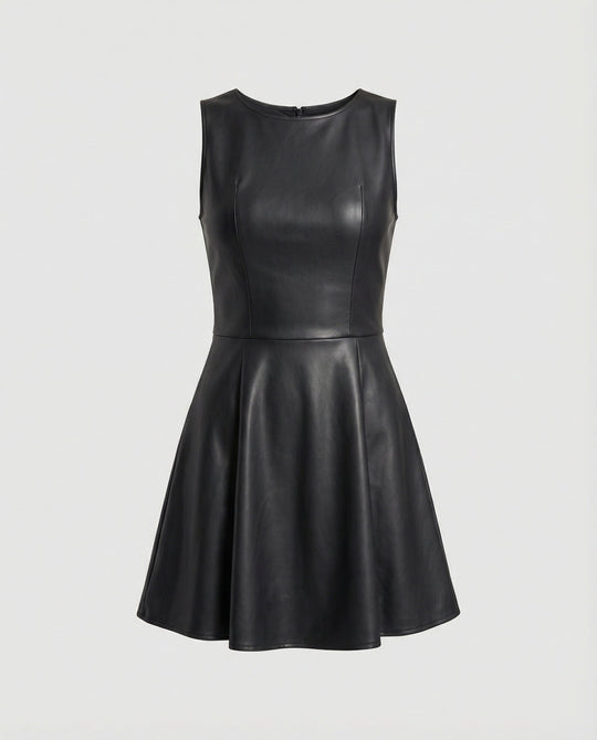 Damen Lederkleid mit schwingendem Rock