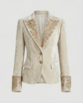 Damen Blazer Samt Stickerei