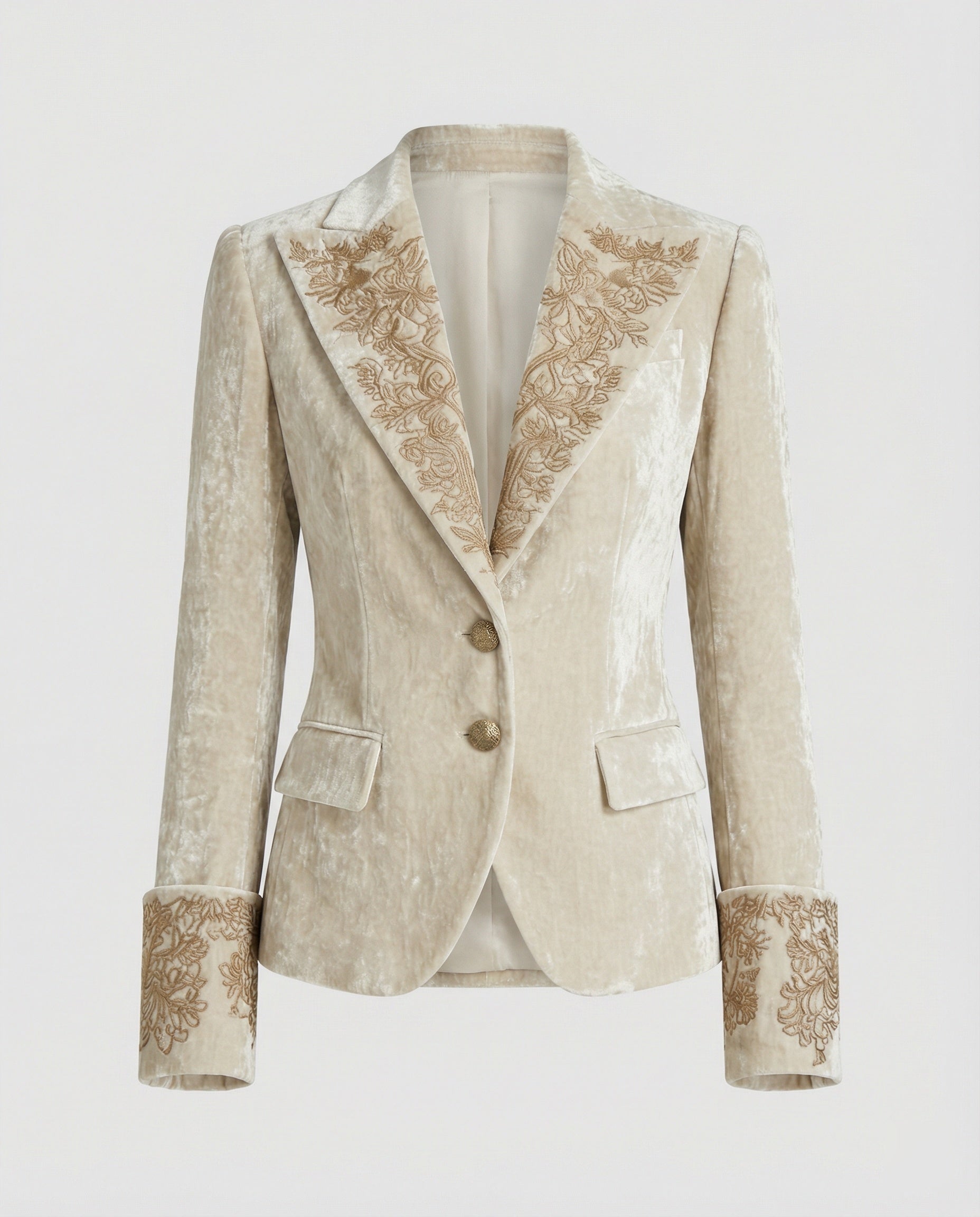 Damen Blazer Samt Stickerei