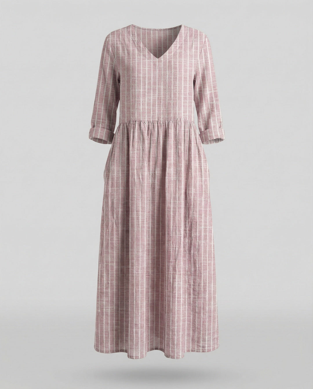 Damen Boho Maxikleid Sommer Leinenoptik