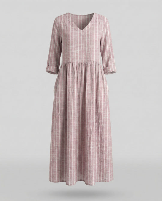 Damen Boho Maxikleid Sommer Leinenoptik