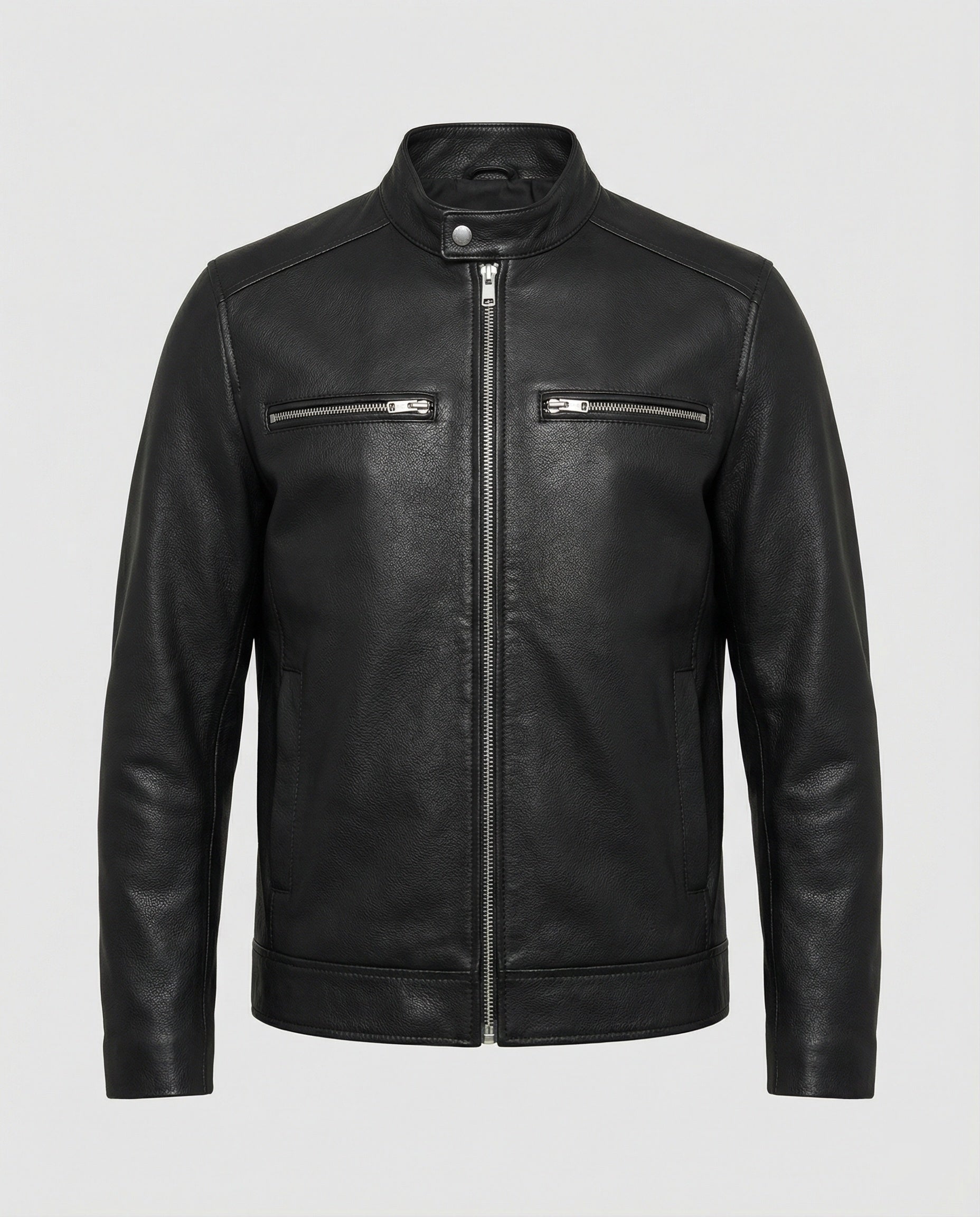 Herren Elegante Kunstlederjacke mit Steppdetails