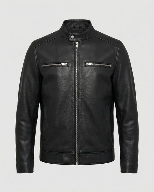 Herren Elegante Kunstlederjacke mit Steppdetails