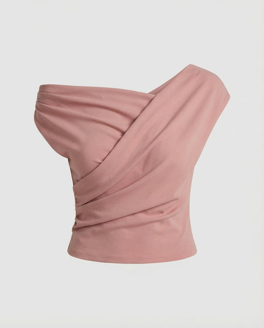Damen Elegantes Drapiertes Oberteil mit asymmetrischem Schnitt