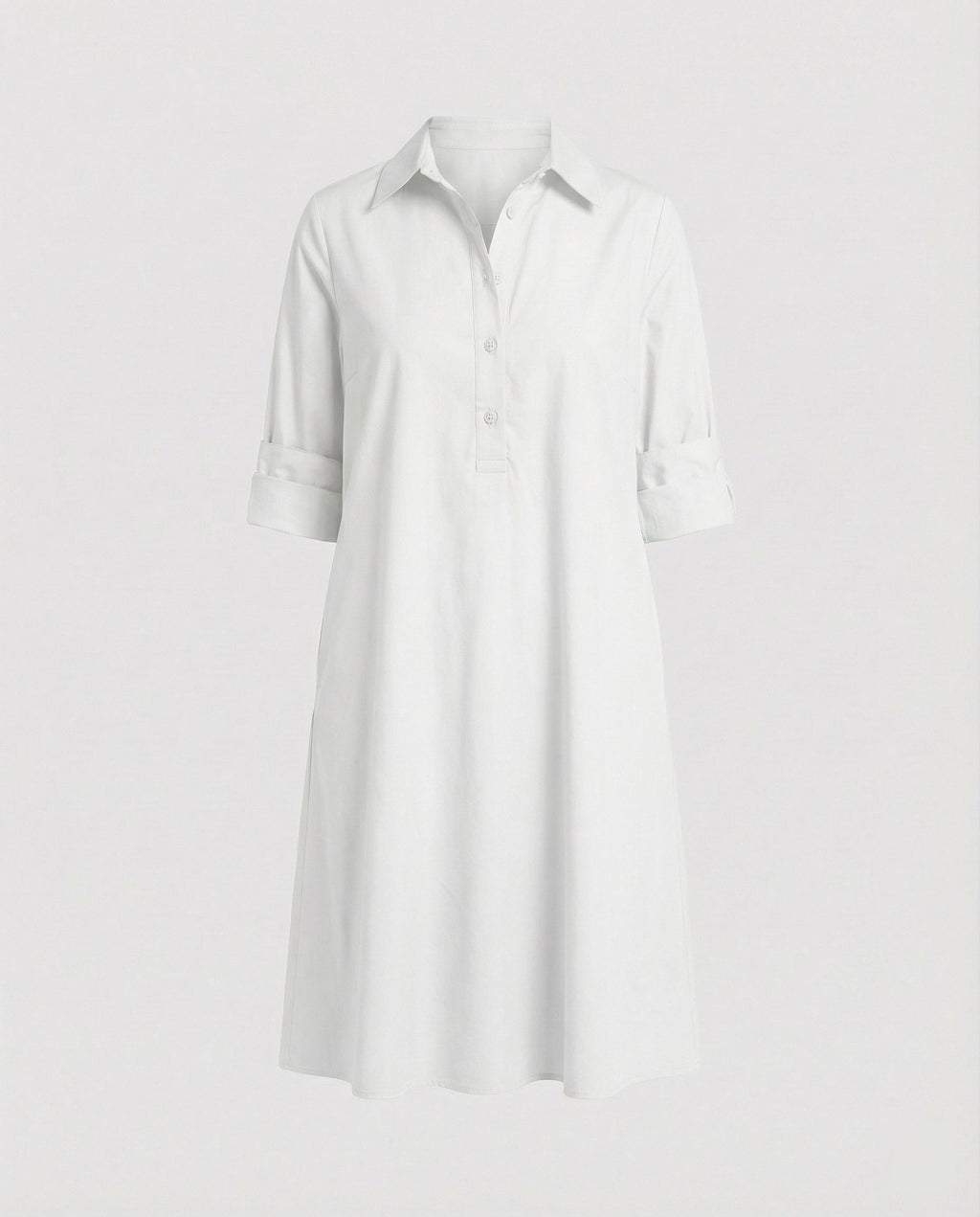 Hemdblusenkleid mit Umlegekragen & Dreiviertelärmel
