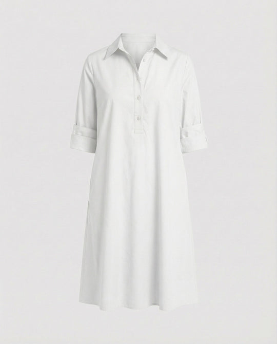 Hemdblusenkleid mit Umlegekragen & Dreiviertelärmel