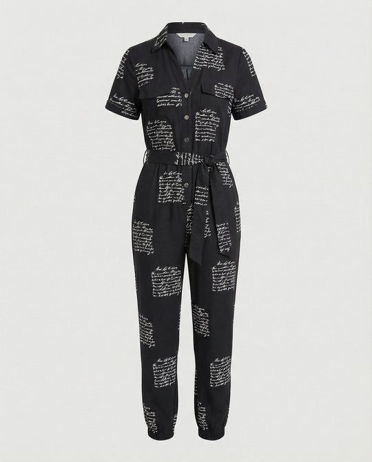 Damen lässiger Jumpsuit mit tailliertem Schnitt und durchgehender Knopfleiste
