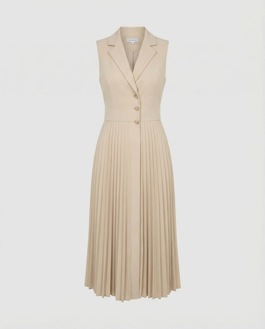 Damen Midikleid ärmellos mit Plisseerock