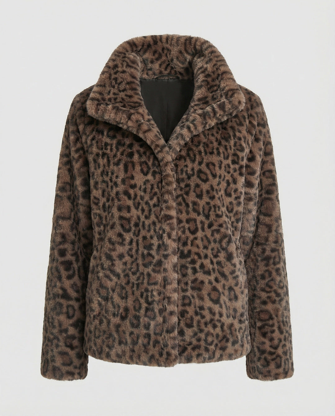 Mantel - Kunstpelz - Oversized Fit - Reverskragen - Leopardenprint