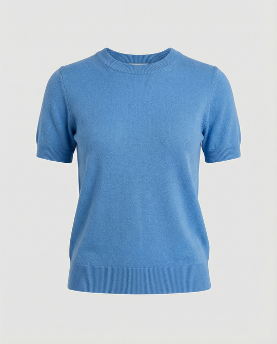 Damen Feinstrickpullover mit Kurzarmiger Silhouette und Weich Fließendem Material