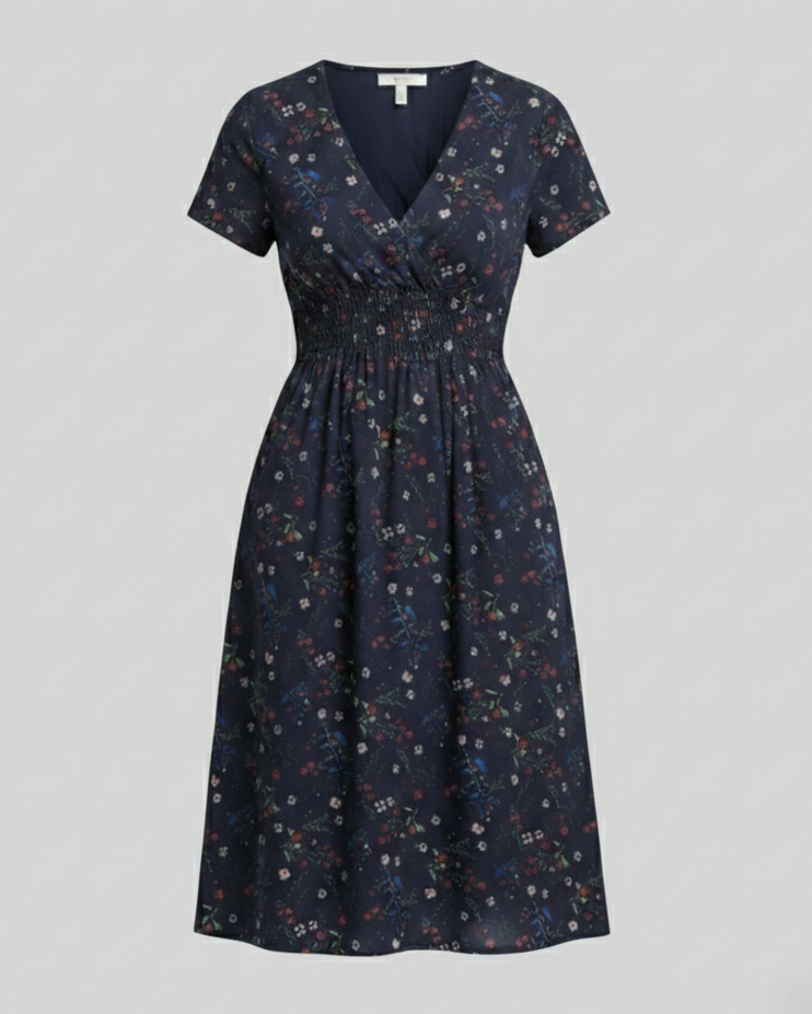 Damen Midikleid gesmokte Taille