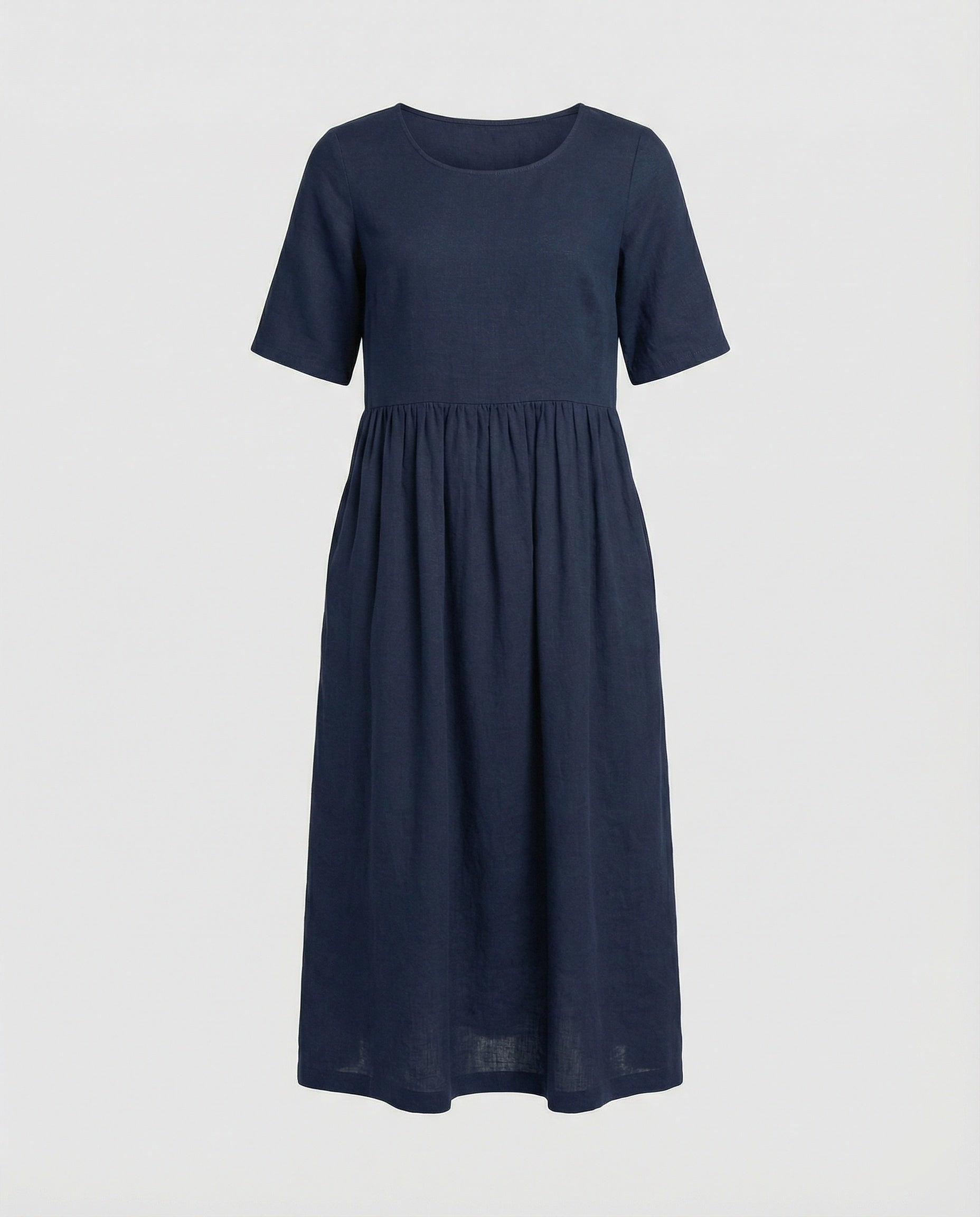 Freizeitkleid Damen Midikleid Leinenoptik