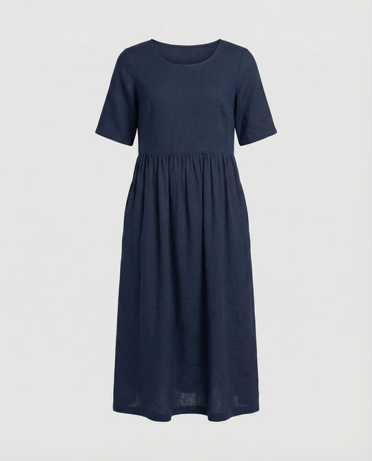 Freizeitkleid Damen Midikleid Leinenoptik