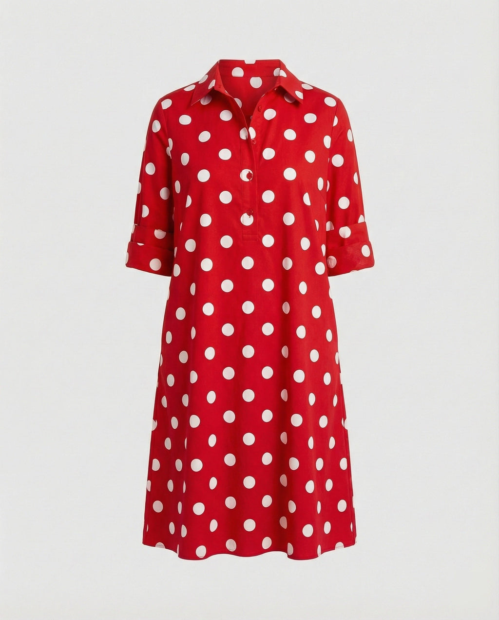 Hemdblusenkleid mit Umlegekragen & Dreiviertelärmel